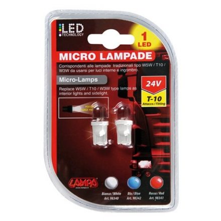 Lampa, IZZÓ 24 V LED FEHÉR T-10 PÁR