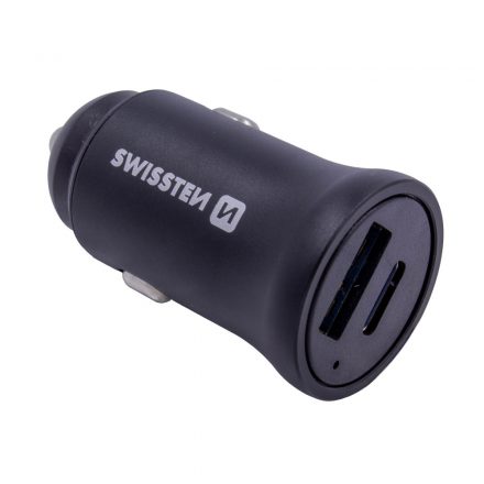 SWISSTEN Szivargyújtós USB Gyorstöltő - QC3.0/PD3.0 - USB-A/USB-C - 36W - 12/24V