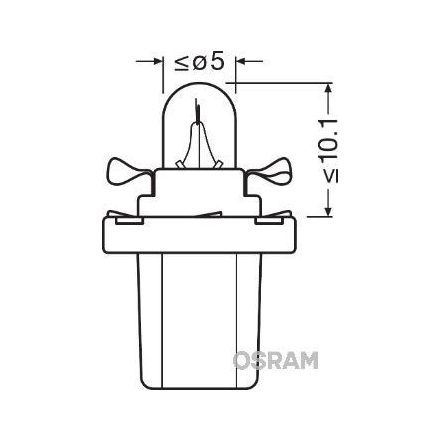 Osram, 2W Izzó, Üvegfej+Foglalat, 12V