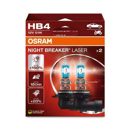 Osram, Night Breaker Laser, Izzó Párban HB4, 51W - 12V  +150%